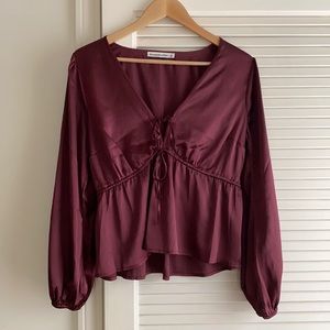 LAST CHANCE: Abercrombie Tie-Front Satin Blouse
